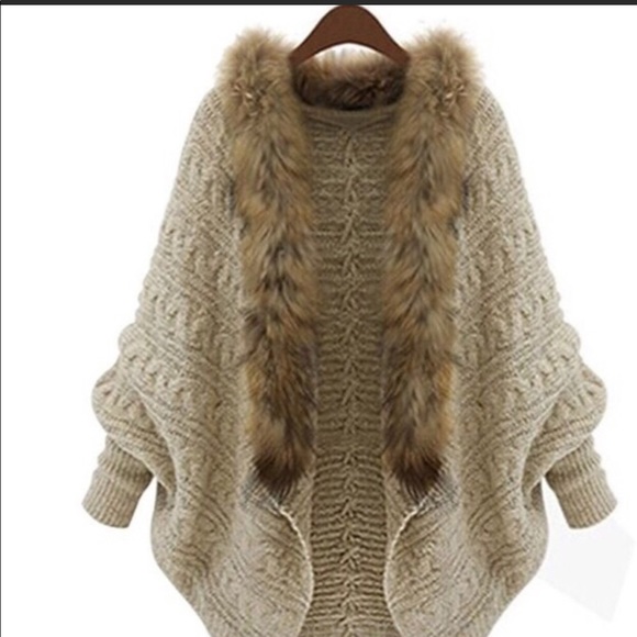 Jackets & Blazers - Faux Fur accented knit cardigan 22